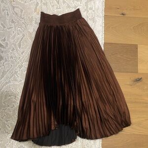 Elie Tahari Rich Brown A-Line Pleated Skirt